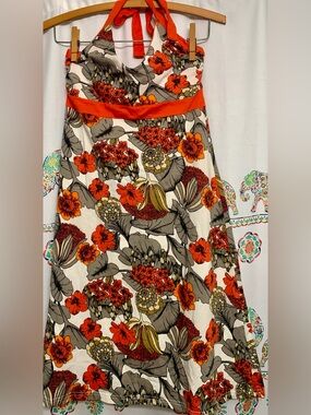 Patagonia Orange Liliana Floral Halter Summer Dress size S